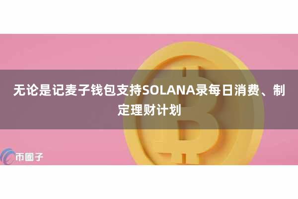 无论是记麦子钱包支持SOLANA录每日消费、制定理财计划